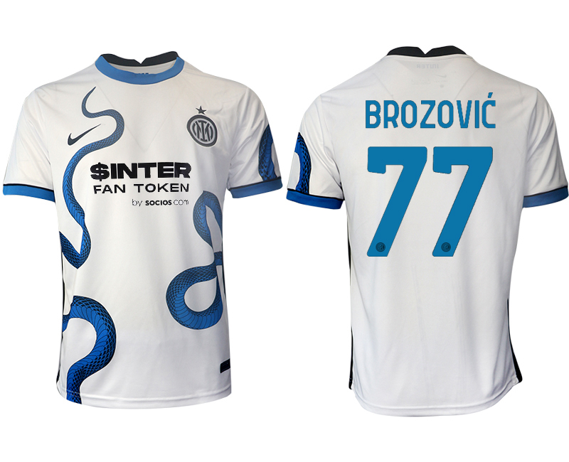 Men 2021-2022 Club Inter Milan away aaa version white #77 Soccer Jersey->manchester city jersey->Soccer Club Jersey